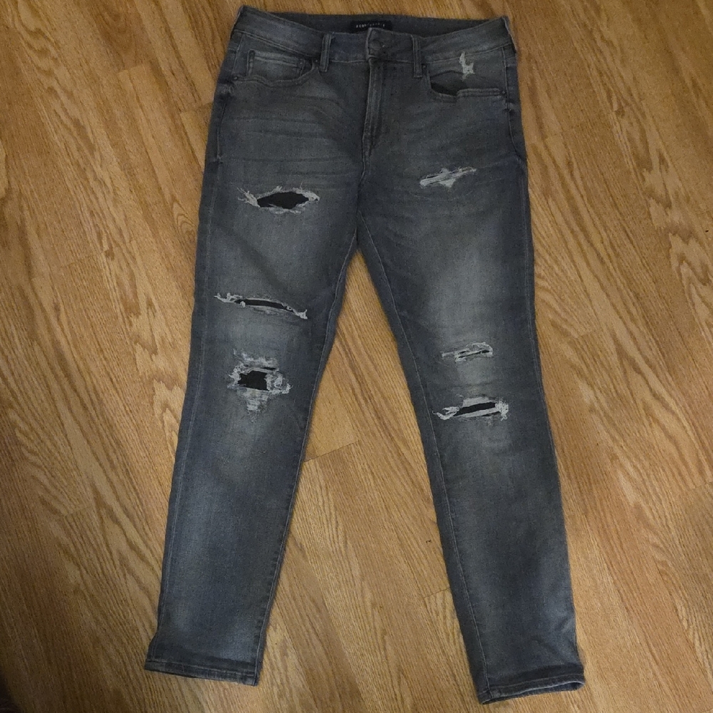 Aeropostale Men's Skinny Jeans - Distressed Gray